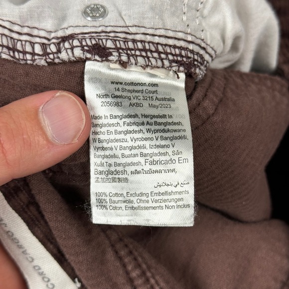 Cotton On Pants Women 4 Brown Corduroy Cargo Wide Leg Boho Hippie Loose Festival - Picture 7 of 12